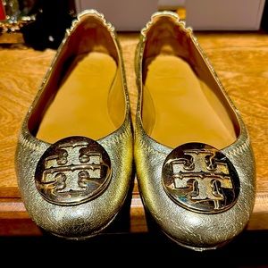 Gold Tory Burch ballet flats